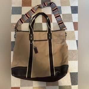 Coach Tan and Dark Brown Messenger Bag